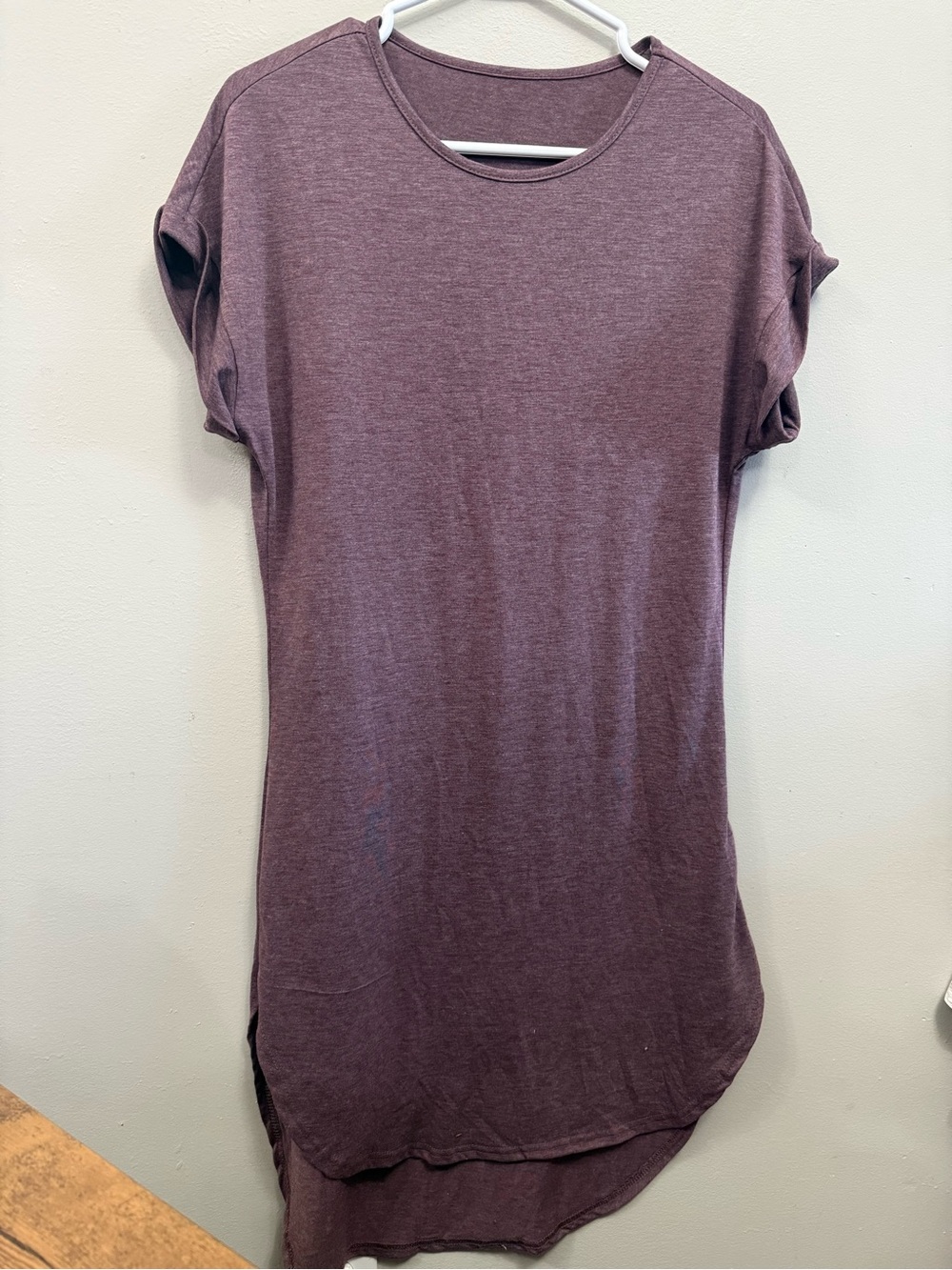 🔥2 for $10🔥 NWT Women's Crewneck Short Sleeve Tunic Top/Dress - Plum Medium